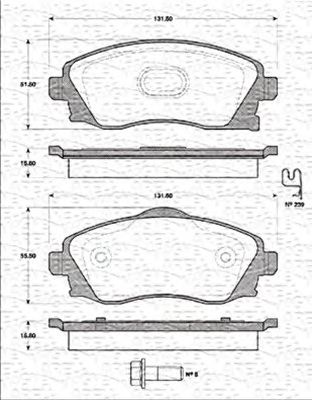 MAGNETI MARELLI 363702161219 -  Комплект тормозных колодок, дисковый тормоз